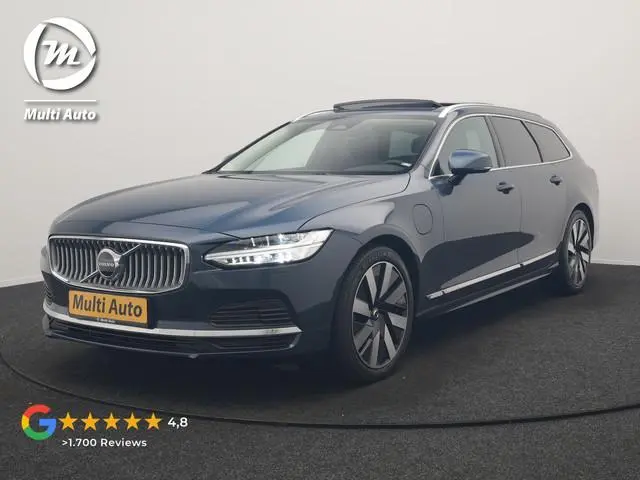 Volvo V90 T6 AWD Plus Bright LONG RANGE PHEV 350pk Dealer O.H. | Trekhaak Af Fabriek | Panodak | Ada...