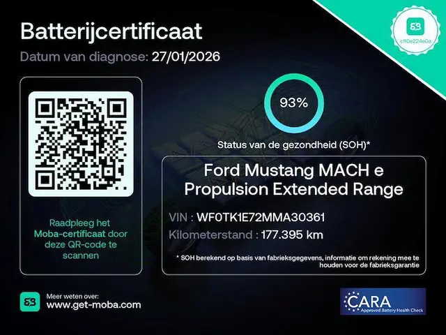 Ford Mustang Mach-E Extended RWD 98 kWh SOH 93%, 360 Camera, Bang & Olufsen, Lederen bekleding, Stuu...