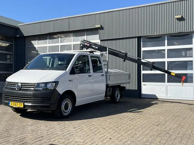 Volkswagen Transporter 2.0 TDI L2H1 DC Euro 6 Hiab 013T Laadkraan Pick up Dubbele cabine open laadba...