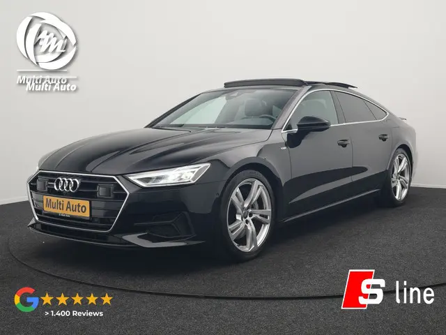 Audi A7 Sportback 50 TFSI e quattro S Line Plug In Hybrid 299pk Dealer O.H PHEV | Panodak | Adaptive Cruise | 360 Camera | Alcantara Sportstoelen Memory & Verwarmd | Apple Carplay | Blis | Navigatie | Virtual | DAB | 20"L.M |