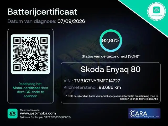 Skoda Enyaq iV 80 204 pk | SOH 92,86% |  Navigatie | Trekhaak (wegklapbaar ) | Parkeersensoren | Ach...