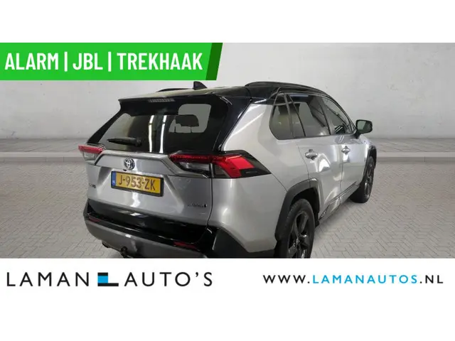 Toyota RAV4 2.5 Hybrid 218pk Bi-Tone | Alarm JBL CarPlay Halfleder Trekhaak ECC Nav 18" LMV ACC Camera Metallic | Hybrid Voorschoten