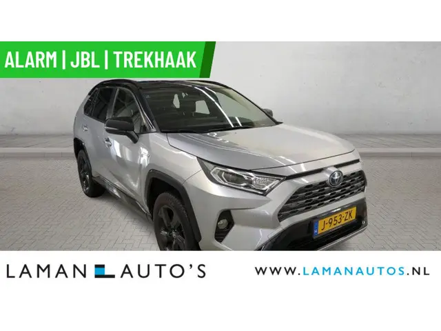 Toyota RAV4 2.5 Hybrid 218pk Bi-Tone | Alarm JBL CarPlay Halfleder Trekhaak ECC Nav 18" LMV ACC Camera Metallic | Hybrid Voorschoten