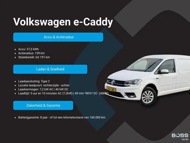 Volkswagen e-Caddy 37kWh 113PK L2H1 Elektrisch Caddy ABT Maxi 37,3kWh 159km WLTP LED Trekhaak Airco...