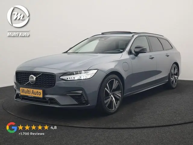 Volvo V90 T6 AWD Plus Dark LONG RANGE PHEV 350pk Dealer O.H. | Trekhaak Af Fabriek | Panodak | Adapt...