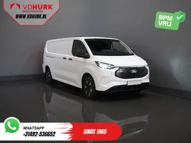 Ford E-Transit Custom Trend L2 65 kWh 330 km WLTP Garantie t/m 2030/ LED/ Snellader/ 2.3t Trekverm./ Stuurverw./ Stoelverw./ Carplay/ Climate/ Camera/ PDC/ Cruise
