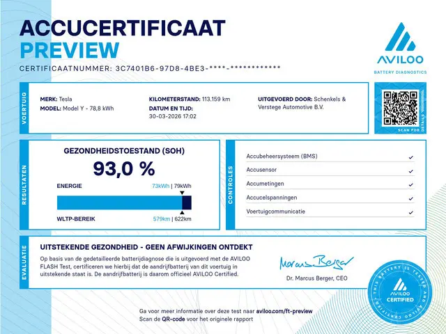 Tesla Model Y Long Range AWD 75 kWh / 93 SOH / BTW / Autopilot / Pano /Camera / Stoelverwarming /