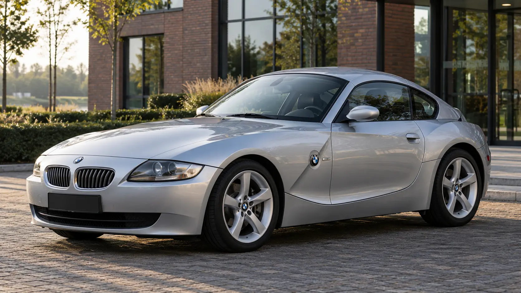 Zilveren BMW Z4 Coupé uit de eerste generatie met vaste daklijn
