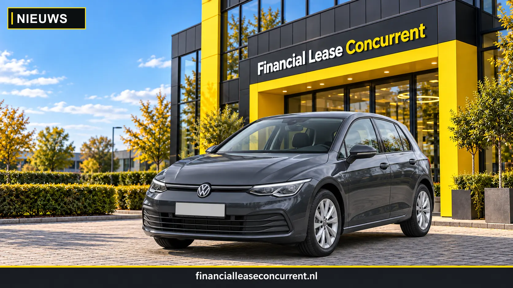 Donkergrijze Volkswagen Golf 8 bij Financial Lease Concurrent – nieuwsillustratie