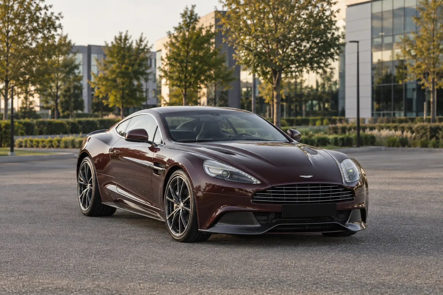 Donkerrode Aston Martin Vanquish Coupé