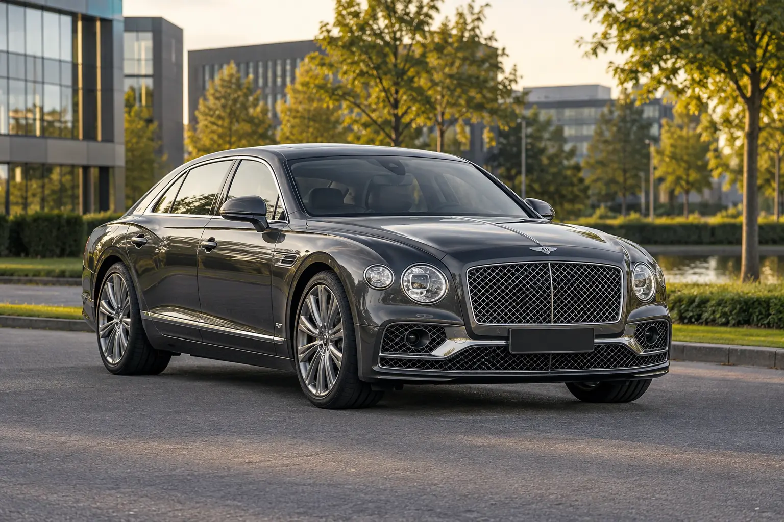 Grijze Bentley Flying Spur