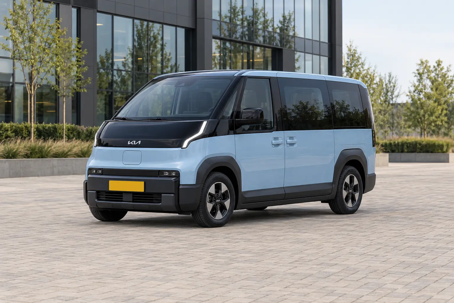 Kia PV5 Passenger vijf of zeven zitplaatsen: ruimte en M1 controleren