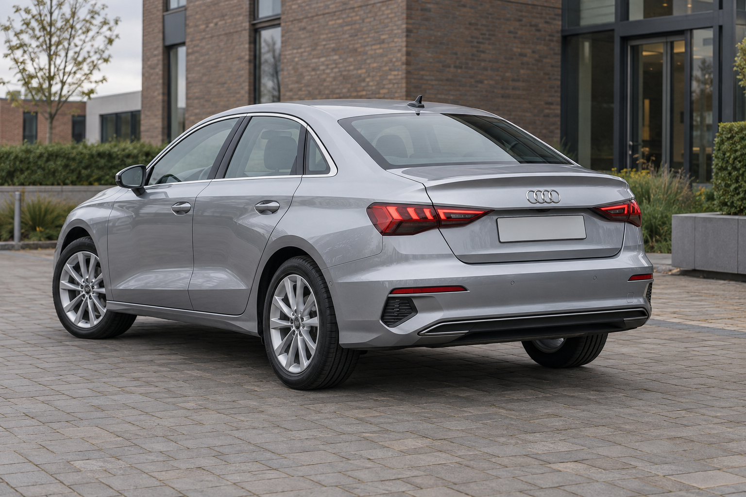 Audi A3 Limousine vanuit de achterste driekwarthoek