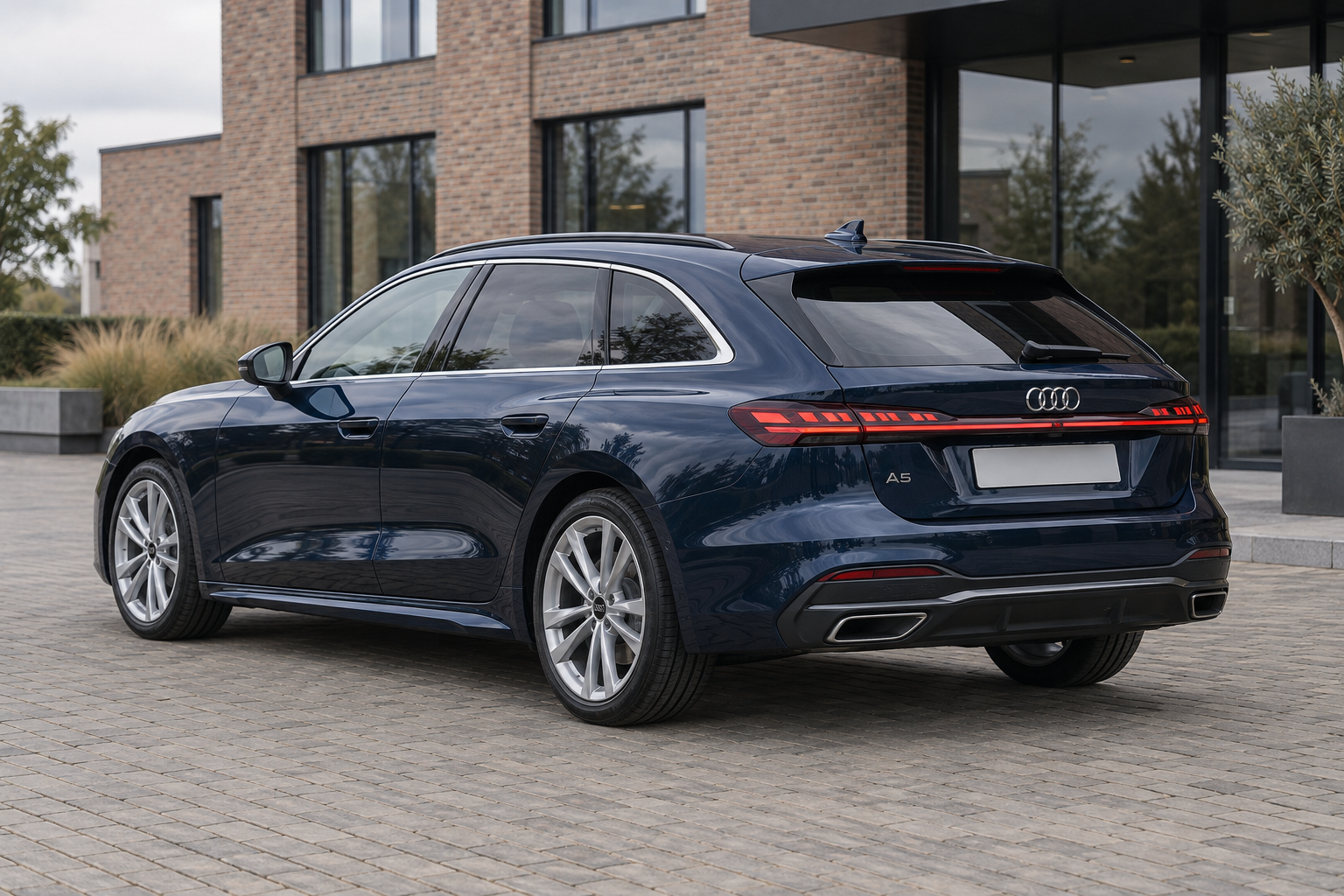 Audi A5 Avant vanuit de achterste driekwarthoek