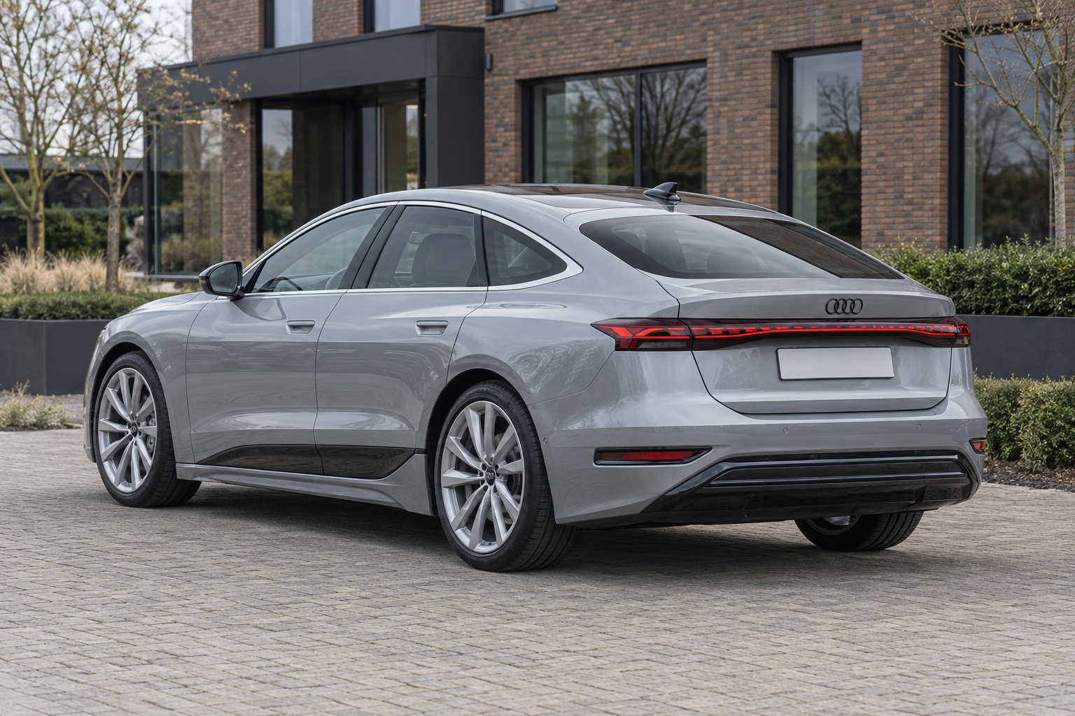 Audi A6 Sportback e-tron vanuit de achterste driekwarthoek