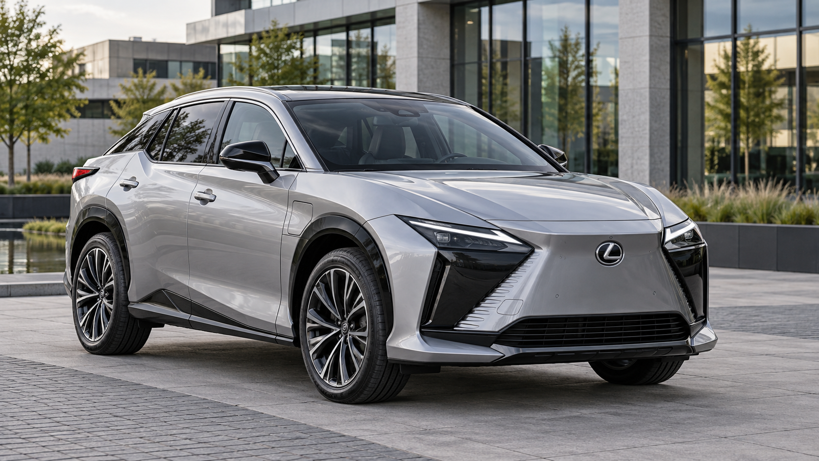 Zilverkleurige Lexus RZ als modelillustratie bij de controle van een elektrische occasion