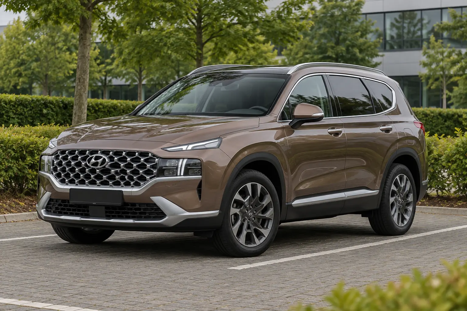 Bronzen Hyundai SANTA FE van de vierde generatie na de facelift, algemene carrosserie-illustratie