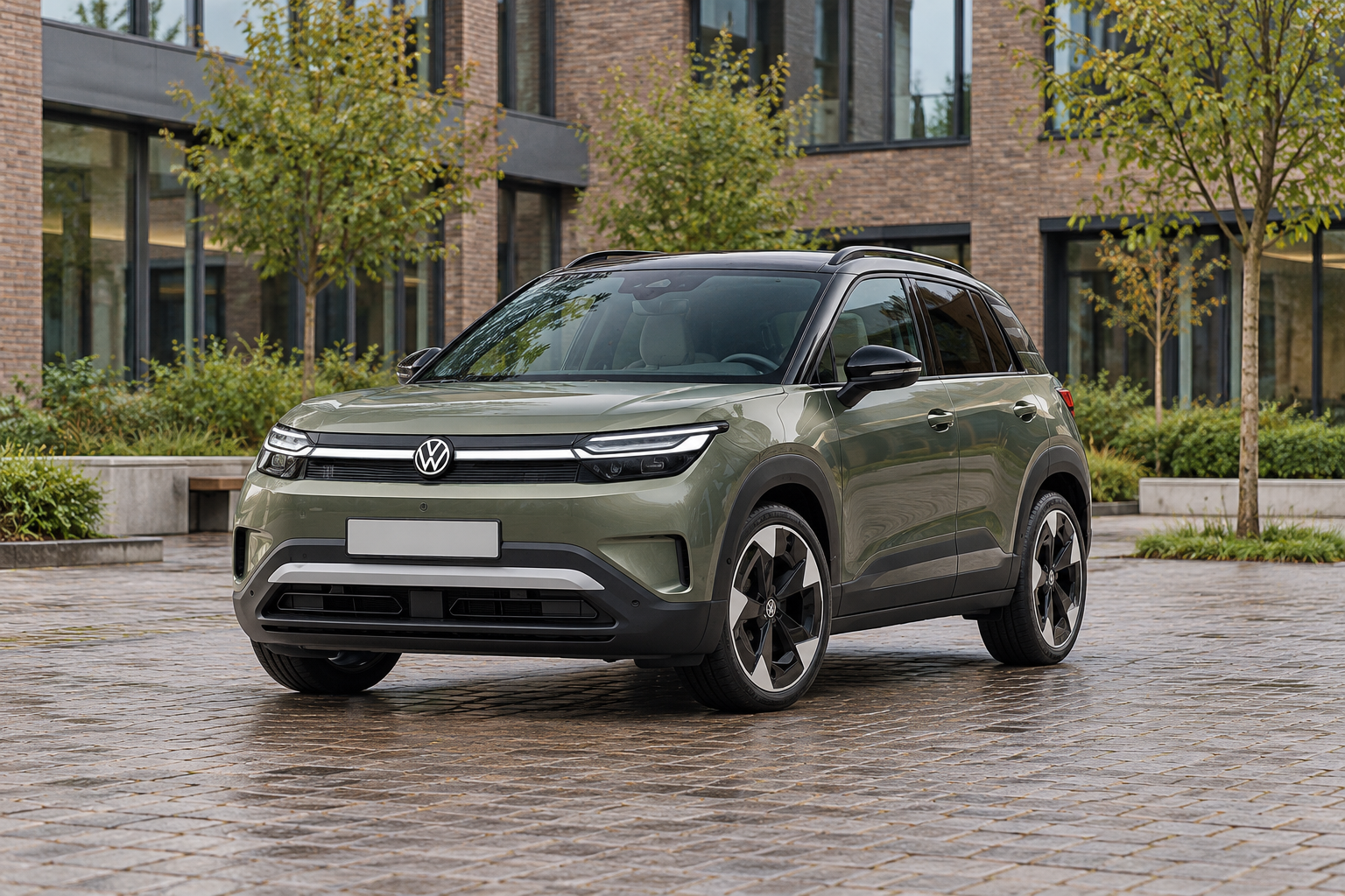 Volkswagen ID. Cross van voren bij een Nederlands kantoor