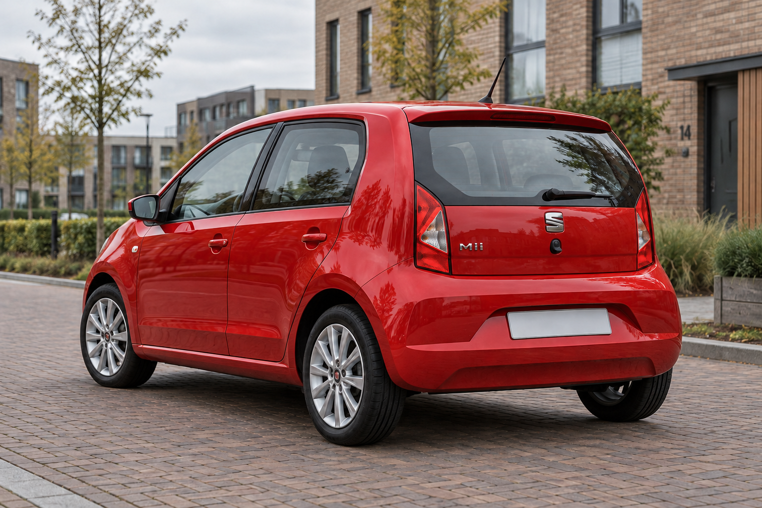 Vijfdeurs SEAT Mii-carrosserie vanaf de achterzijde